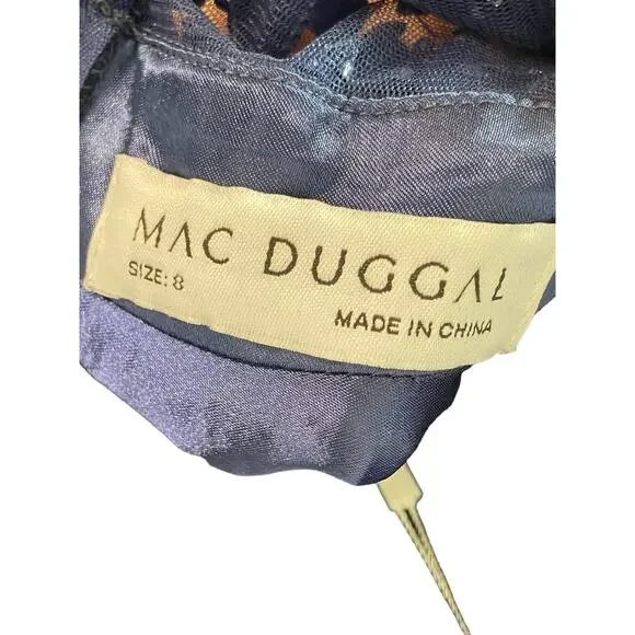 Mac Duggal Velvet Embellished Illusion High Neck 67007 Dress Midnight Size 8 - Picture 14 of 15